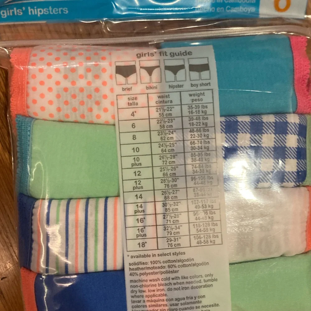 Wonder Nation 14-Pack Girls' Hipsters - Cotton Colorful Assortment Size 6 - NWT